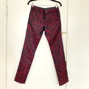 VTG Slim Fit Cropped Jacquard Trousers